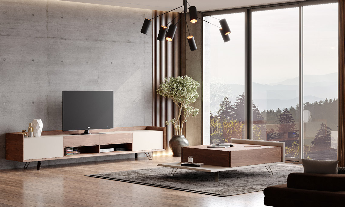 Passion - Enfilade 2 portes coplanaires avec éclairage LED  