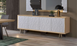 Sarafa - Enfilade 4 portes avec éclairage LED et tiroir à couvert   